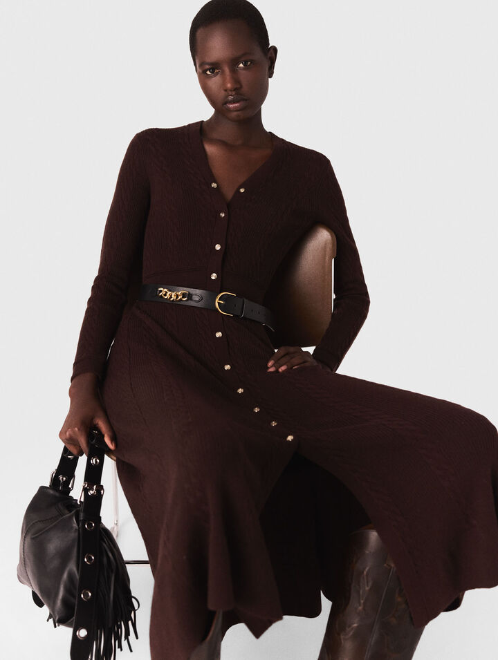 Knit maxi dress with buttons