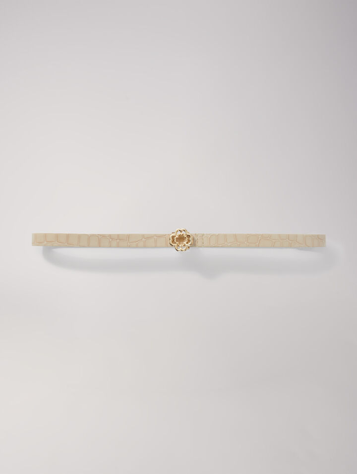 Slim leather Clover buckle belt