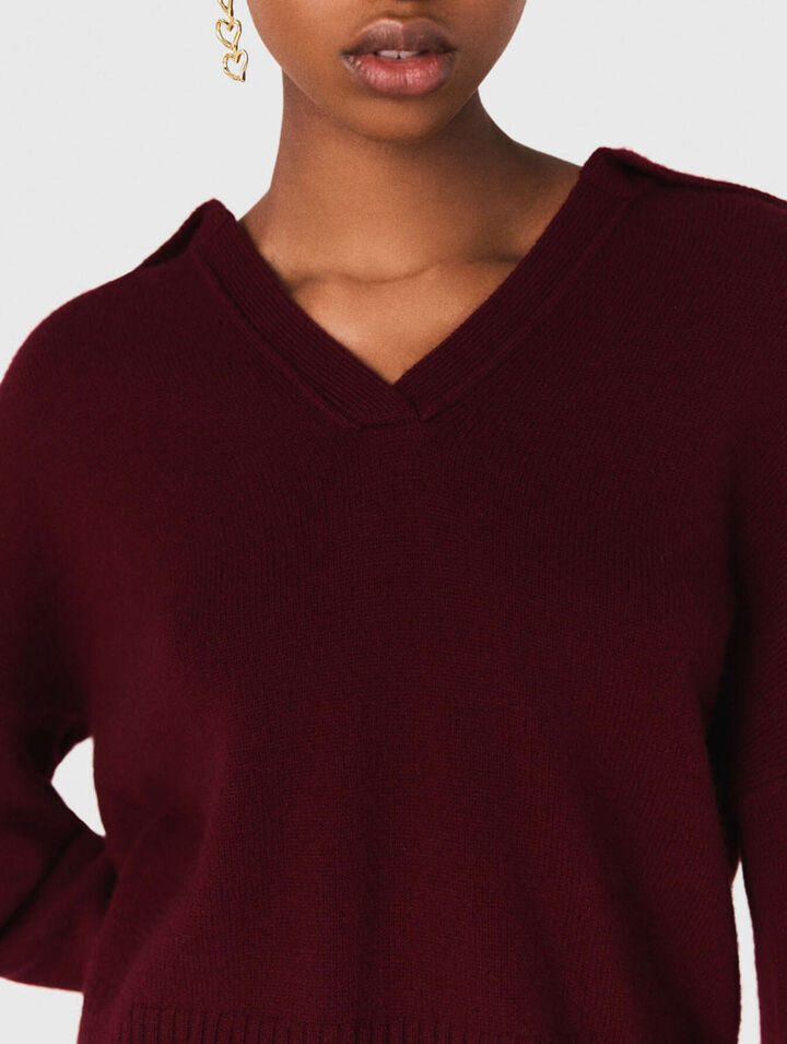 Open polo collar jumper