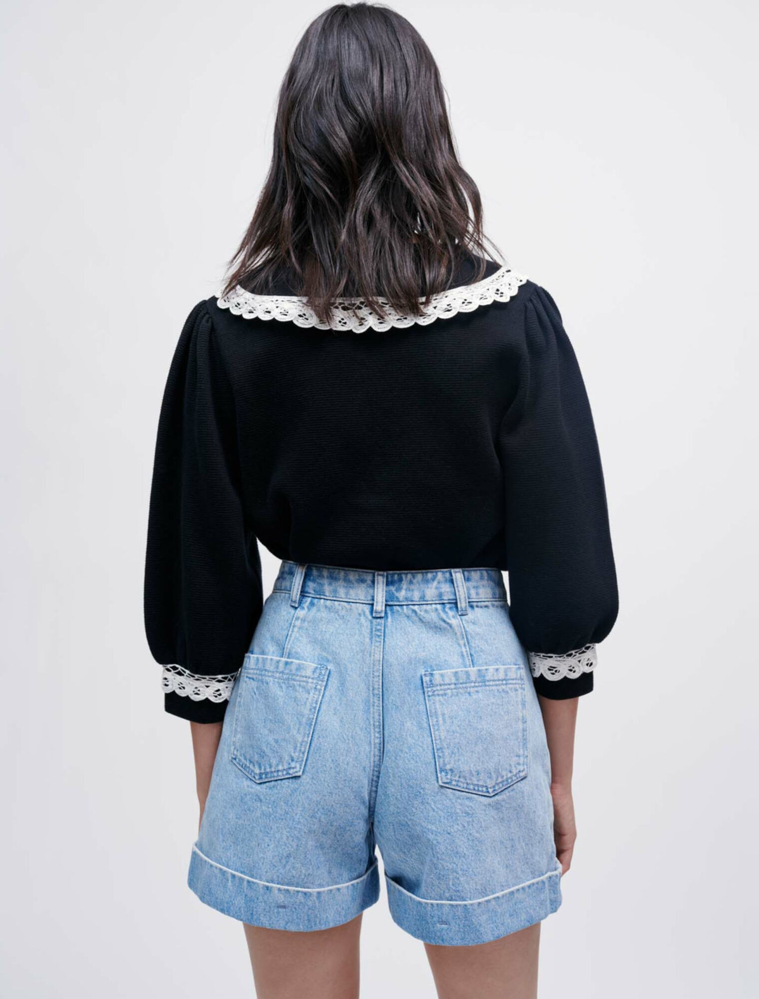 Denim shorts with studs