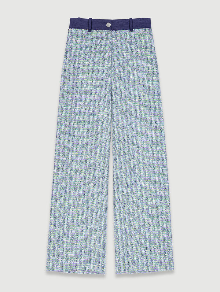 Wide-leg tweed trousers