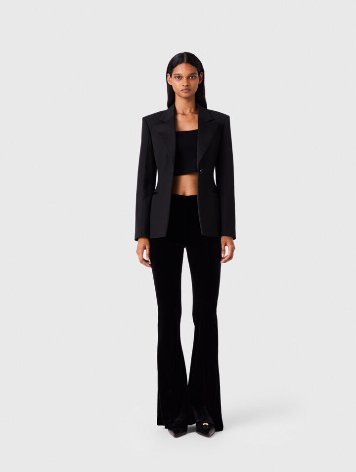 Stretch velour trousers