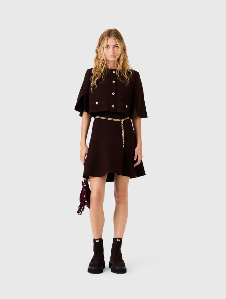 2-in-1 tweed cape dress