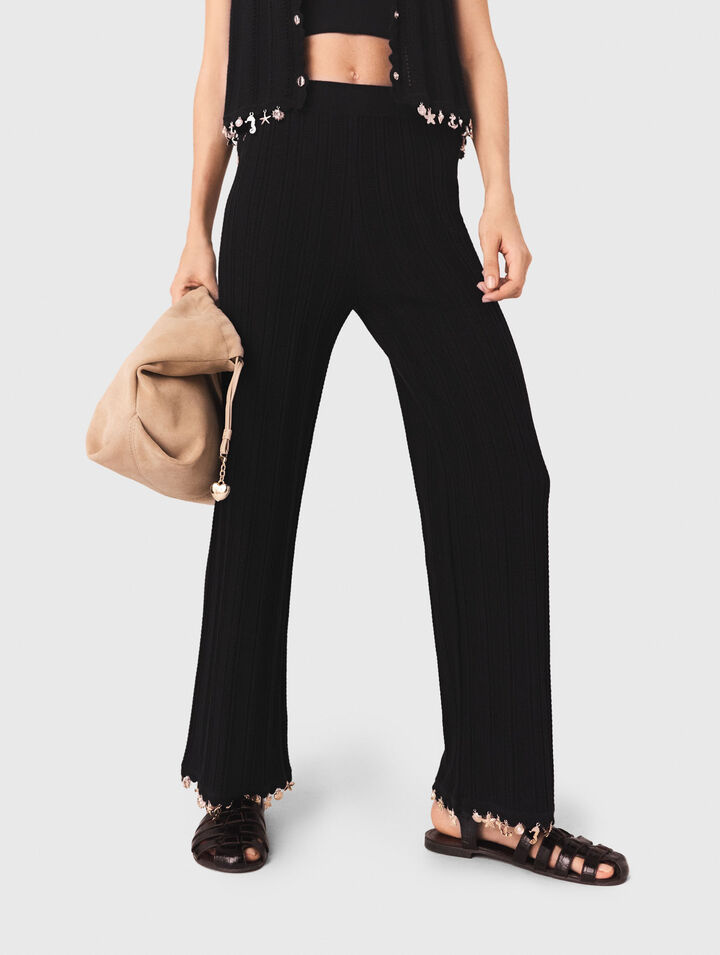 Jewelled knit trousers
