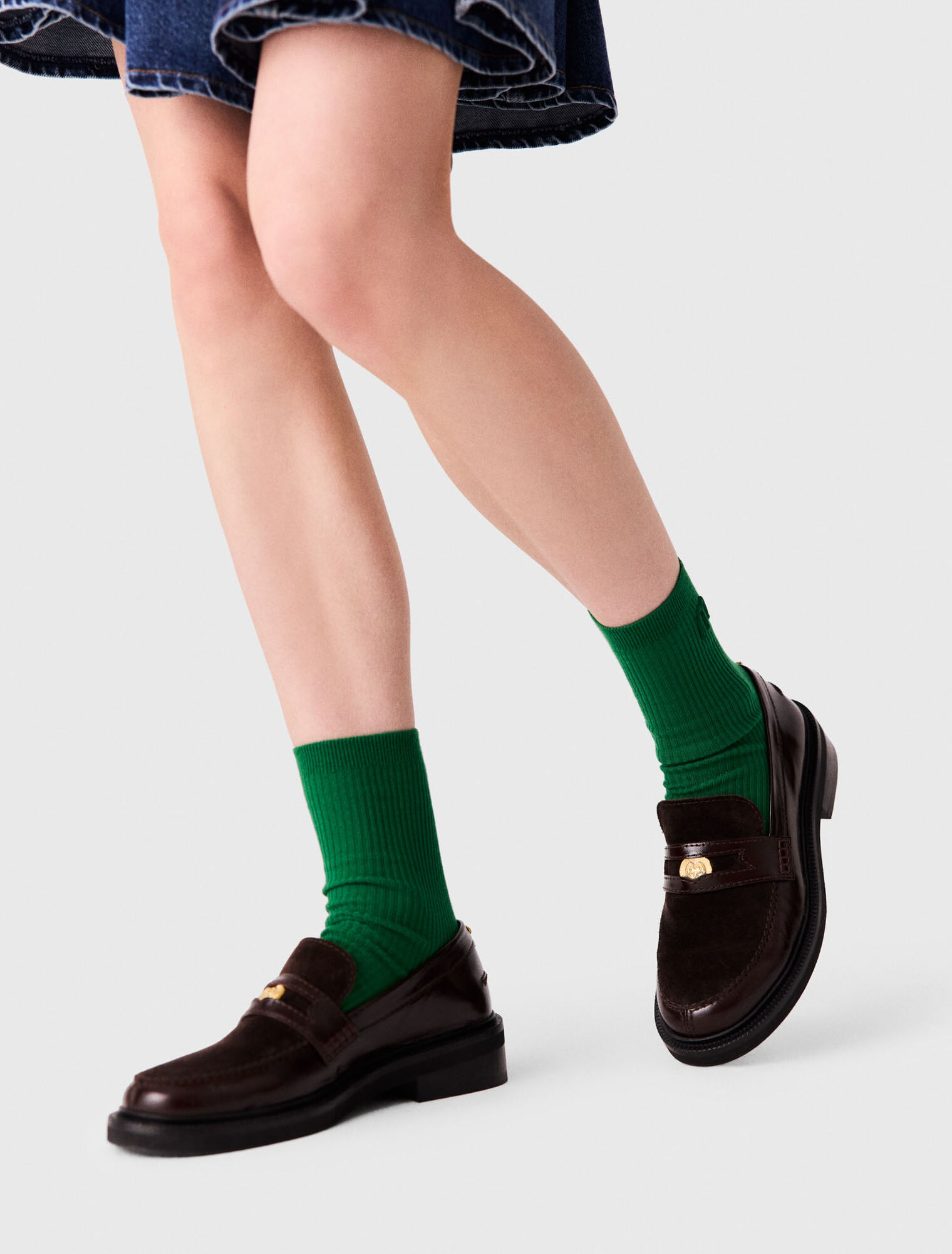 Leather and suede loafers