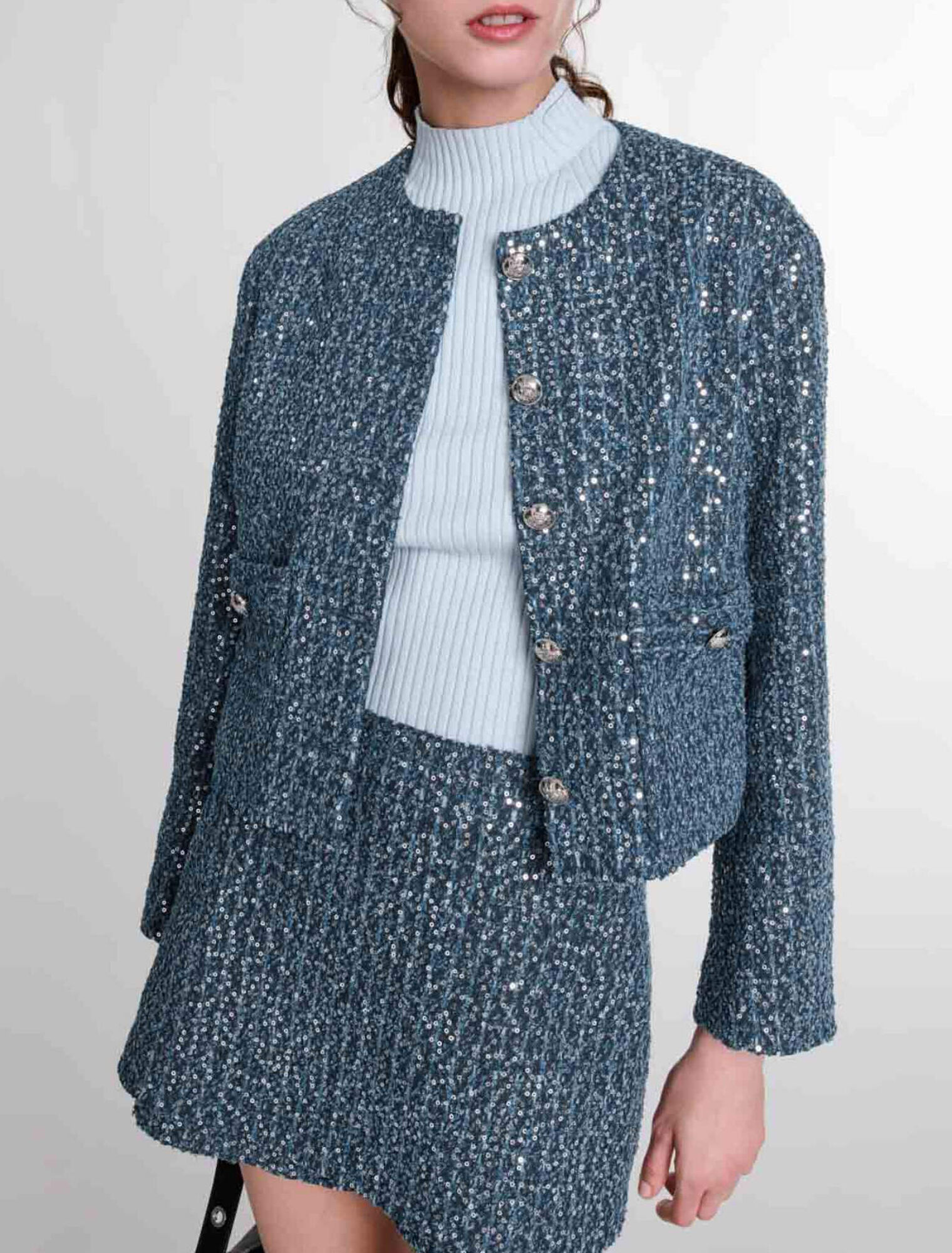 Sequinned tweed jacket