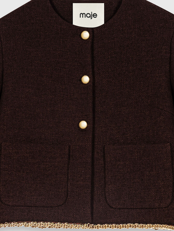 Tweed jacket with chain trim