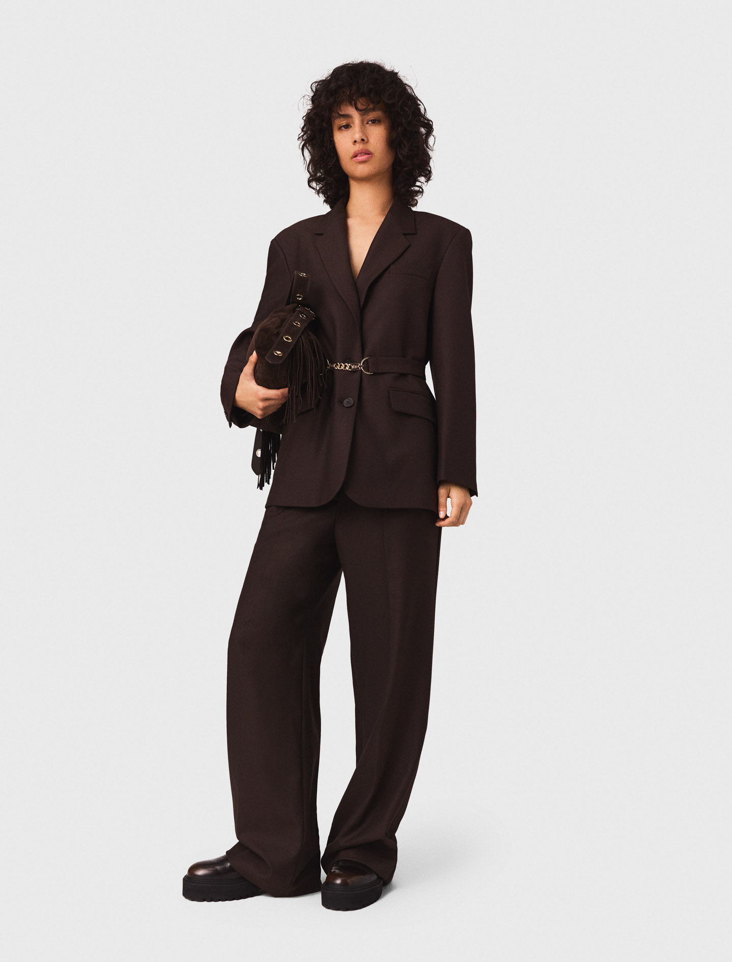Belted suit jacket Brown for Women | Maje