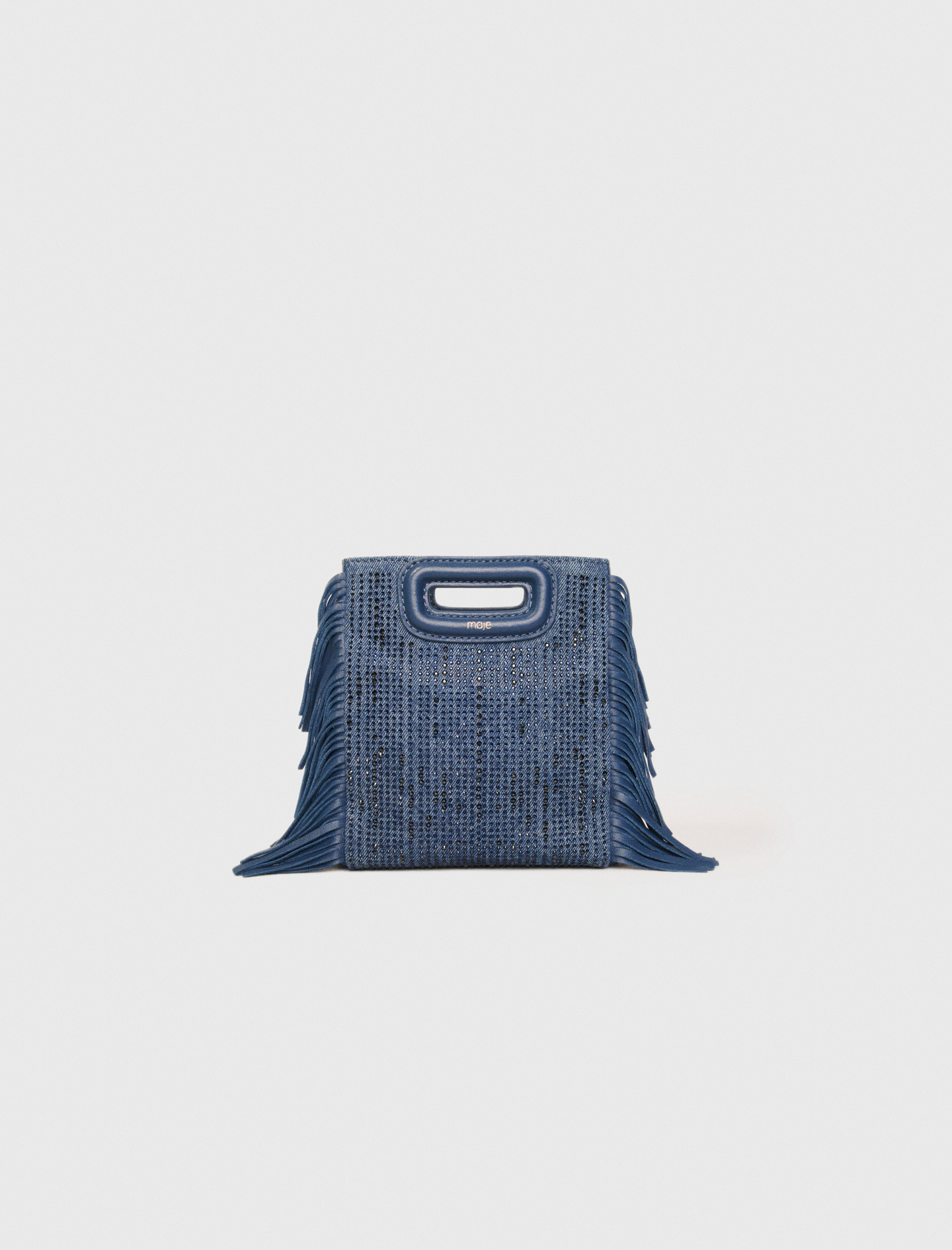 Rhinestone denim M Mini bag Blue for Women | Maje