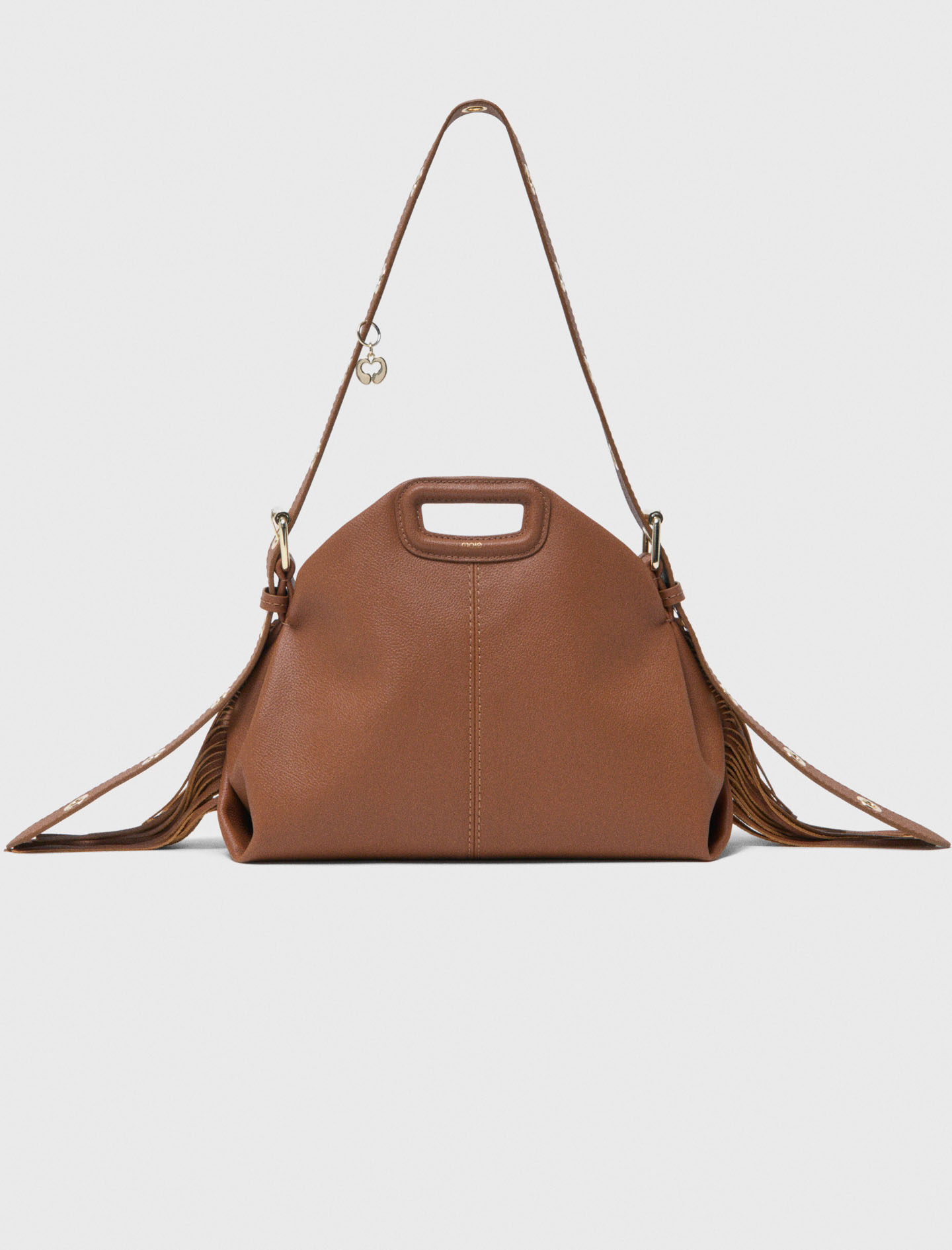 magy Grained leather Miss M bag Cognac Brown for Women | Maje